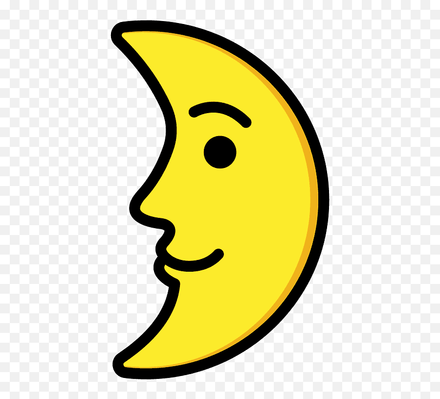 First Quarter Moon Face Emoji Clipart Free Download - Emoji,Moon Emoji