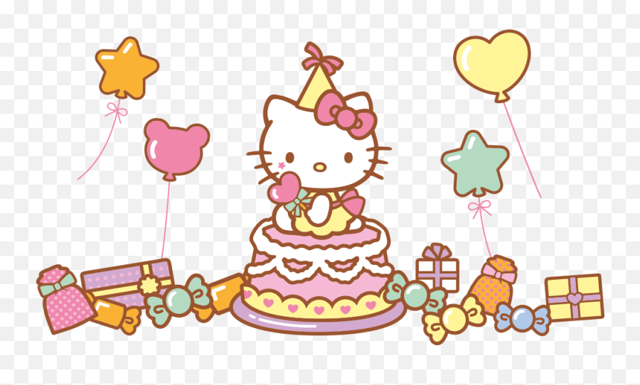 Birthday Cake Cartoon Png - Hello Kitty Birthday Cake Background Birthday Hello Kitty Png Emoji,Halloween Emoji Cakes