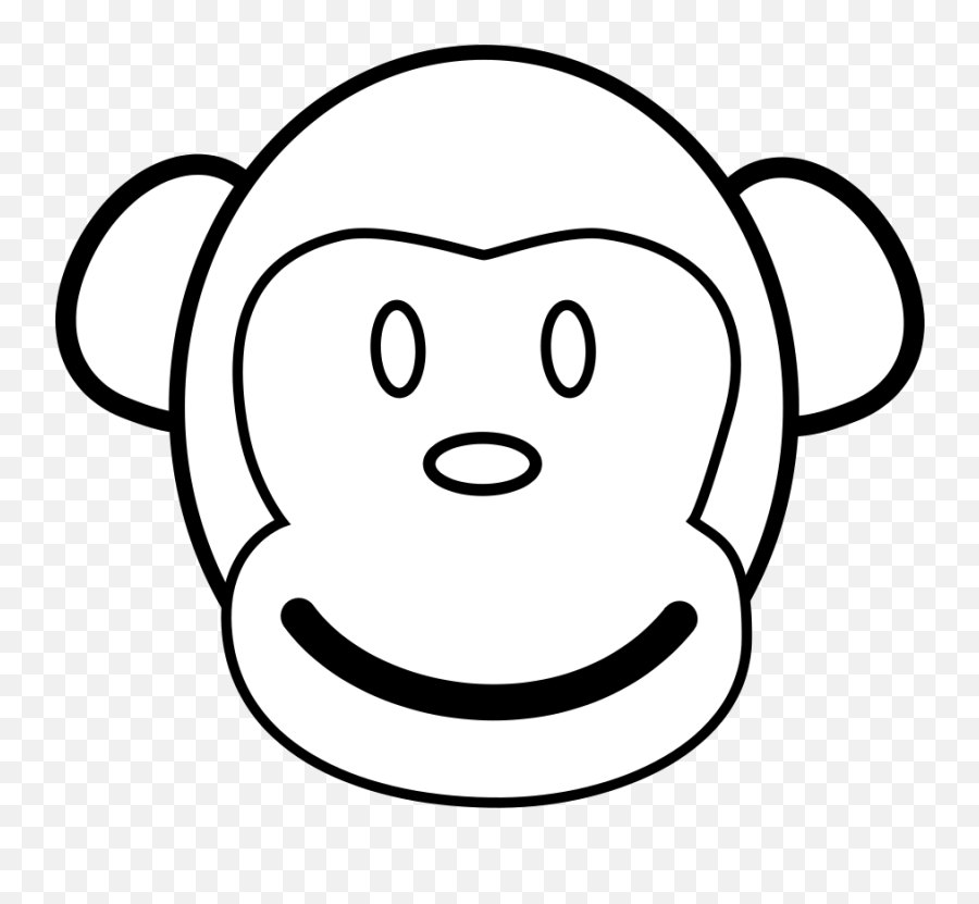 Cartoon Monkey Black And White Clipart - Clip Art Library Monkey Head Clipart Black And White Simple Emoji,Emoticon Fantasma