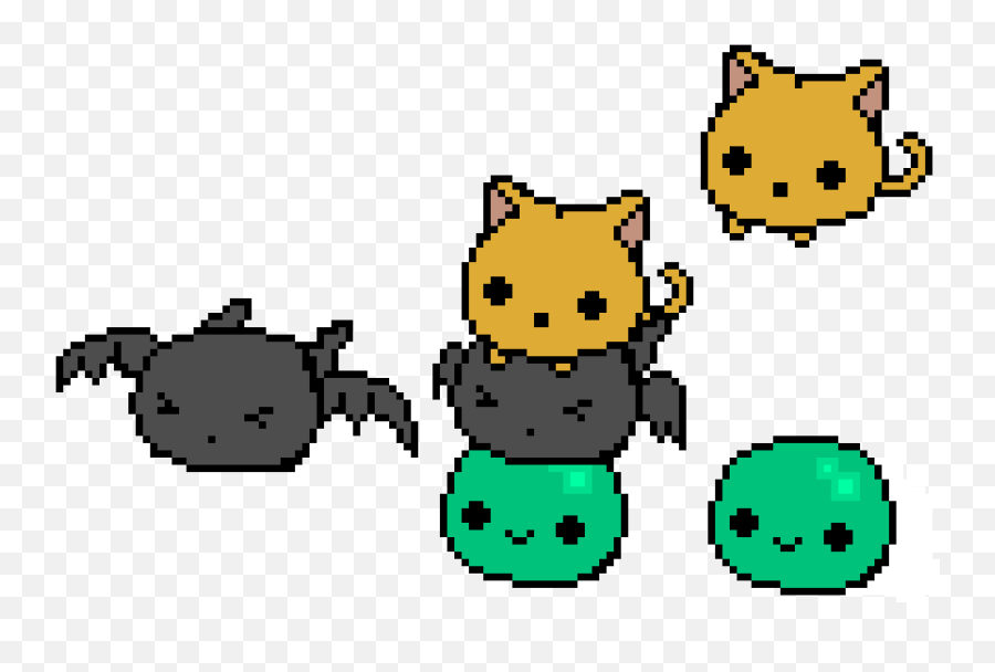 Three Friends Slime Cat Bat Pixel Art Maker - Dot Emoji,Emojis Of Halloween Cats