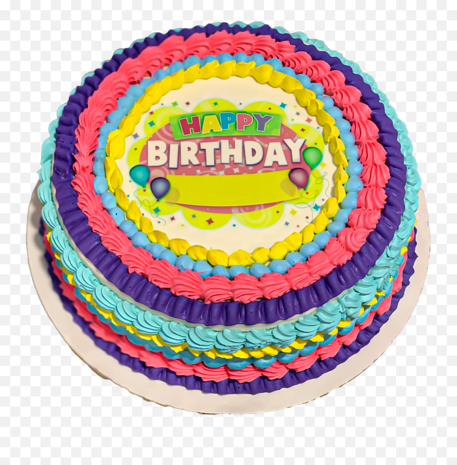 Happy Birthday Bright Edible With Icing Sides U2013 Lynn Dairy - Cake Decorating Supply Emoji,Birthday Emoticon For Facebook