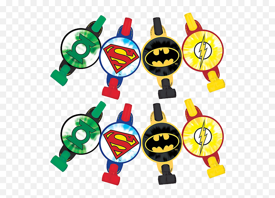 Justice League Party Blowers - Batman Symbol Emoji,Justice Emoji Party Supplies