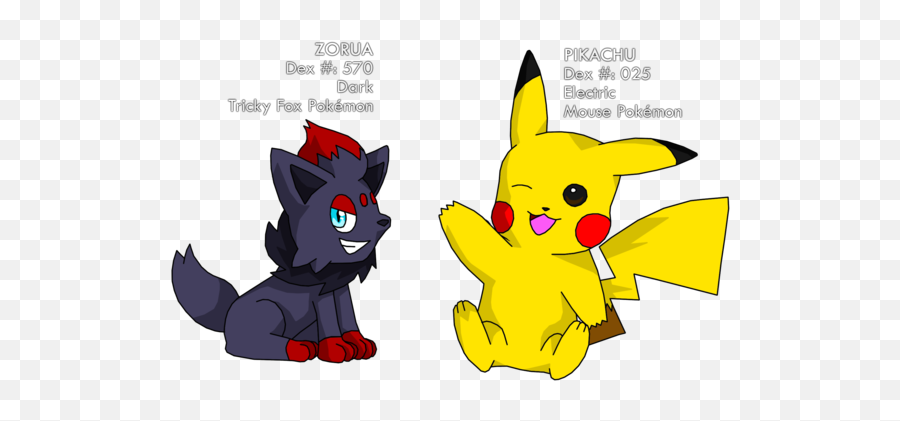 Download And Zorua By Fire Ice N On - Pikachu N Full Size Fictional Character Emoji,Pikachu Emoji