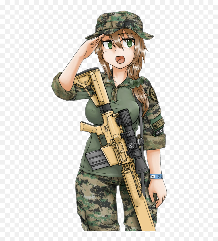 Sniper Animegirl Gun Army Sticker - Dibujos De Mujeres Militares Emoji,Sniper Emoji Copy And Paste
