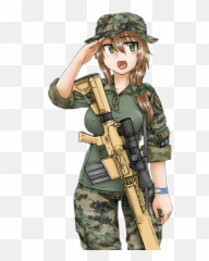 Sniper Animegirl Gun Army Sticker - Dibujos De Mujeres Militares Emoji,Sniper Emoji Copy And Paste