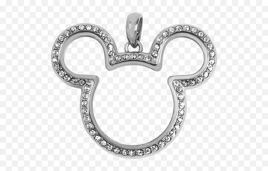 Disney Silver Mickey Mouse Living Locket With Swarovski Emoji,Mickey Head Out Of Heart Emojis