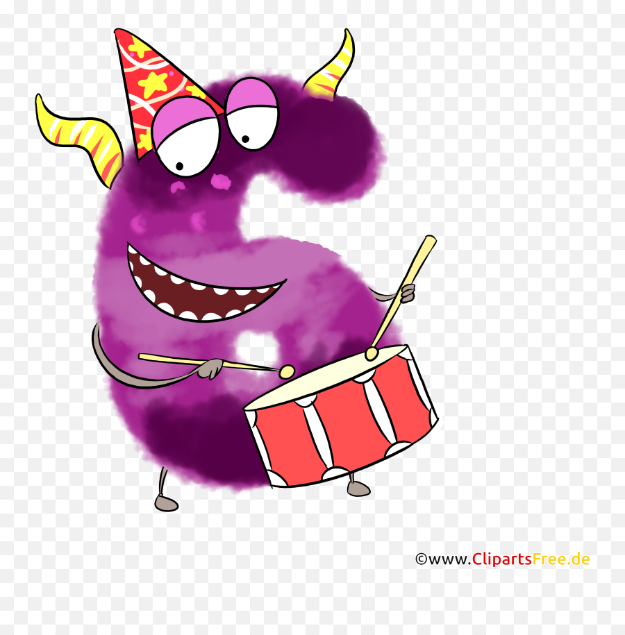 Monster Clipart 6 Six Cartoon Character With Drum At Emoji,Birthday Party Emoticons