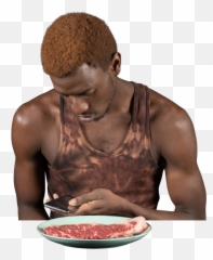 Front View Of A Young Afro Man Peeping In His Phone Before Emoji,Person Holding Knife Emoji