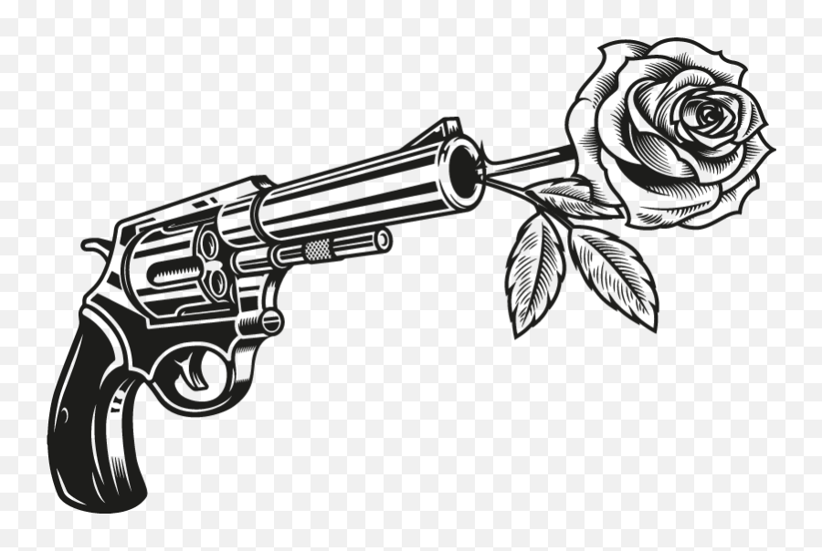 Cowboy Revolver And Rose Wall Decal - Imagenes De Tatuajes Diseño Emoji,Rose Emoticon Text