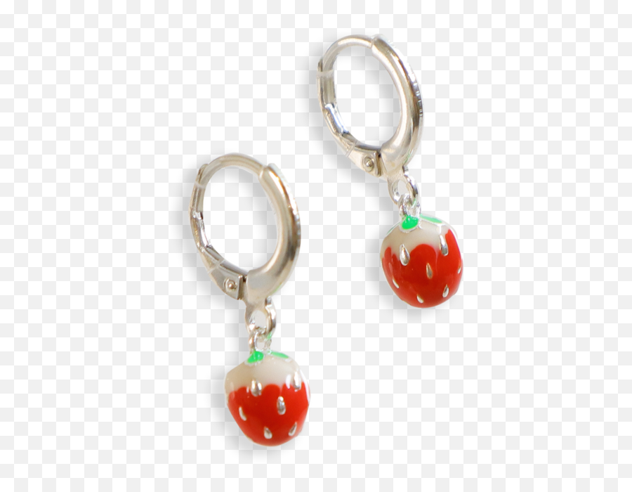 Strawberry Huggies - Solid Emoji,Red Emoticon Earrings
