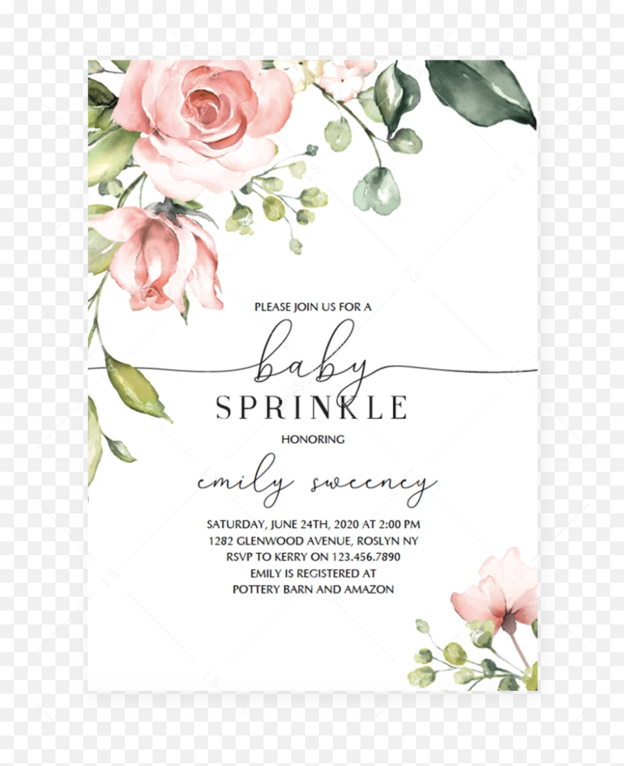 Blush Floral Baby Sprinkle Invitation - Bridal Shower By Mail Emoji,Childrens Book Emoji Pictionary Baby