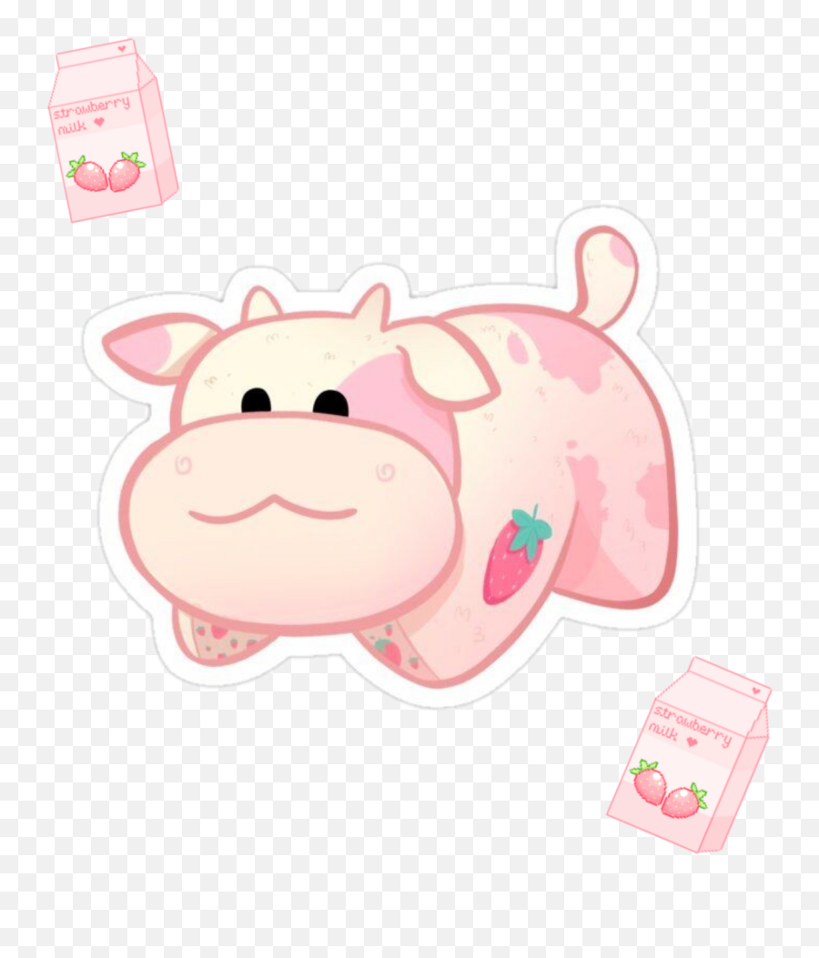 Strawberry Cow Pack Sticker By Ameliiagrace In 2021 Cow Emoji,Adorbs Emojis