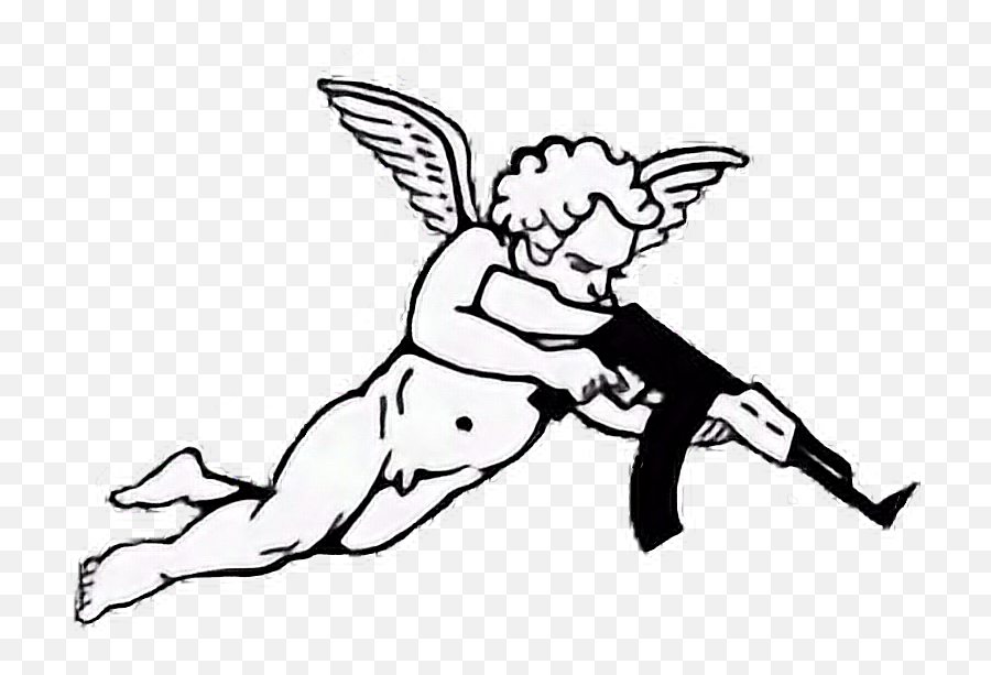 Banner Royalty Free Download Angels Drawing Gangster - Baby Angels With Guns Tattoo Emoji,Gun To Head Emoji