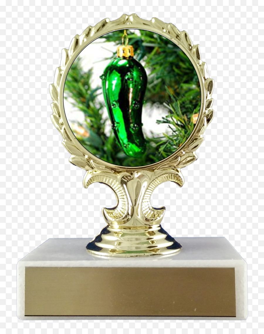 Christmas Pickle Logo Trophy On Flat White Marble Emoji,Pickle Emoji