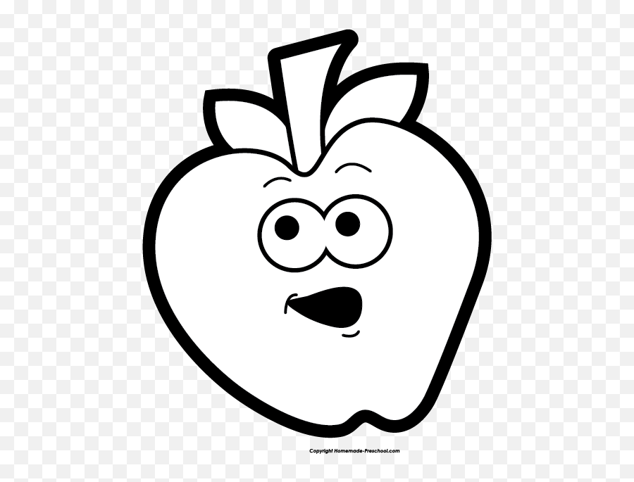 Apple Clipart Black And White - 56 Cliparts Cartoon Fruits Clipart Images Black And White Emoji,Emoji Clipart Black And White Free