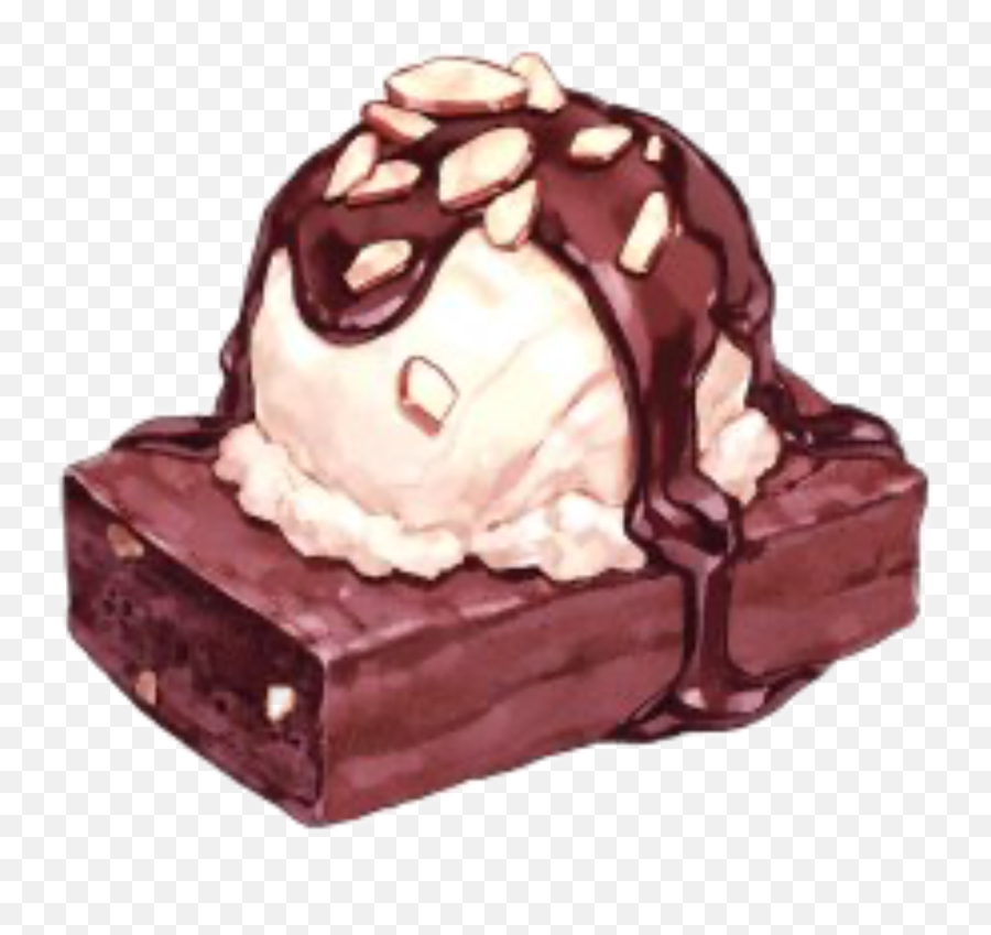 Brownie Ice Chocolate Anime Food - Anime Brownie Emoji,Chocolate Ice Cream Emoji