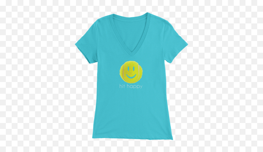 Hit Happy - Bella Womens Vneck Tennis Tshirt U2013 Hit Happy Emoji,