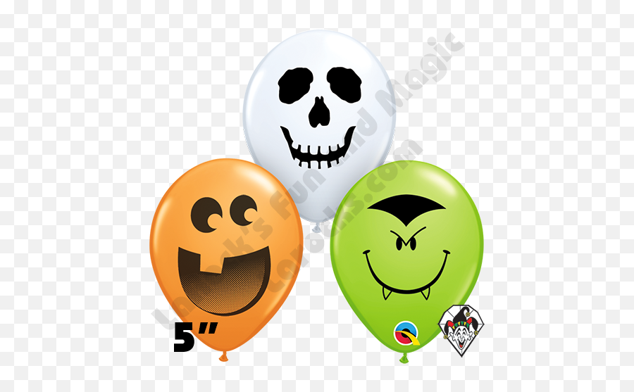 5 Inch Round Assortment Halloween Face Balloon Qualatex 100ct - Halloween Balloon Emoji,Electric Shock Emoticon