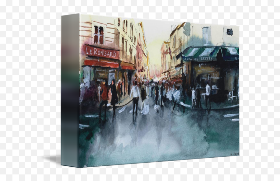 The Crowd Paris Watercolor By Nicolas Jolly - Leisure Emoji,Intense Emotion Drawings