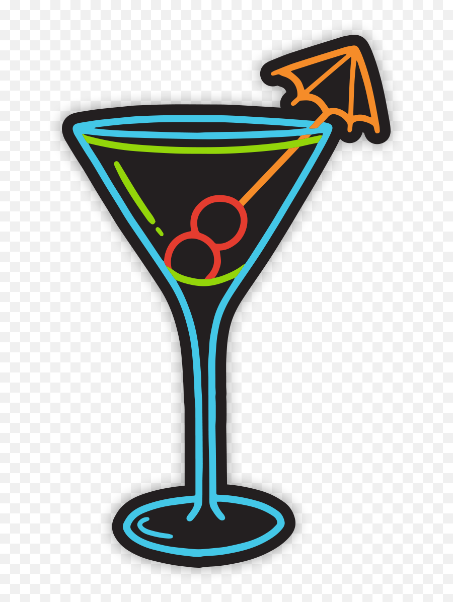 Martini Neon Sticker - Martini Neon Png Emoji,Emojis Cosmopolitan