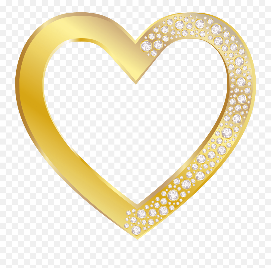 Gold Heart With Diamonds Png Clip Art Image - Gold Heart Frame Png Emoji,Gold Heart Emoji