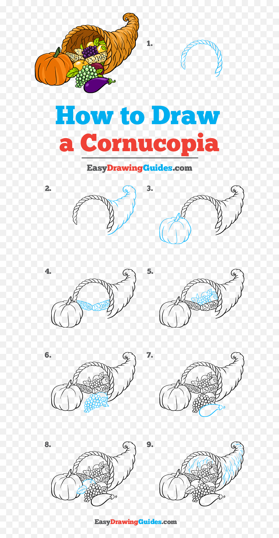 Step By Step Cornucopia Drawing Easy - Step By Step Easy Football Drawing Emoji,Cornucopia Or Horn Of Plenty Emoticon To Copy + Paste