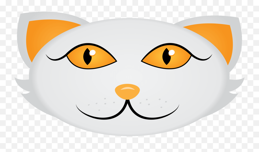White Cat Face With Orange Ears And Eyes Clipart Free - Happy Emoji,Happy Face Emoji With Ears