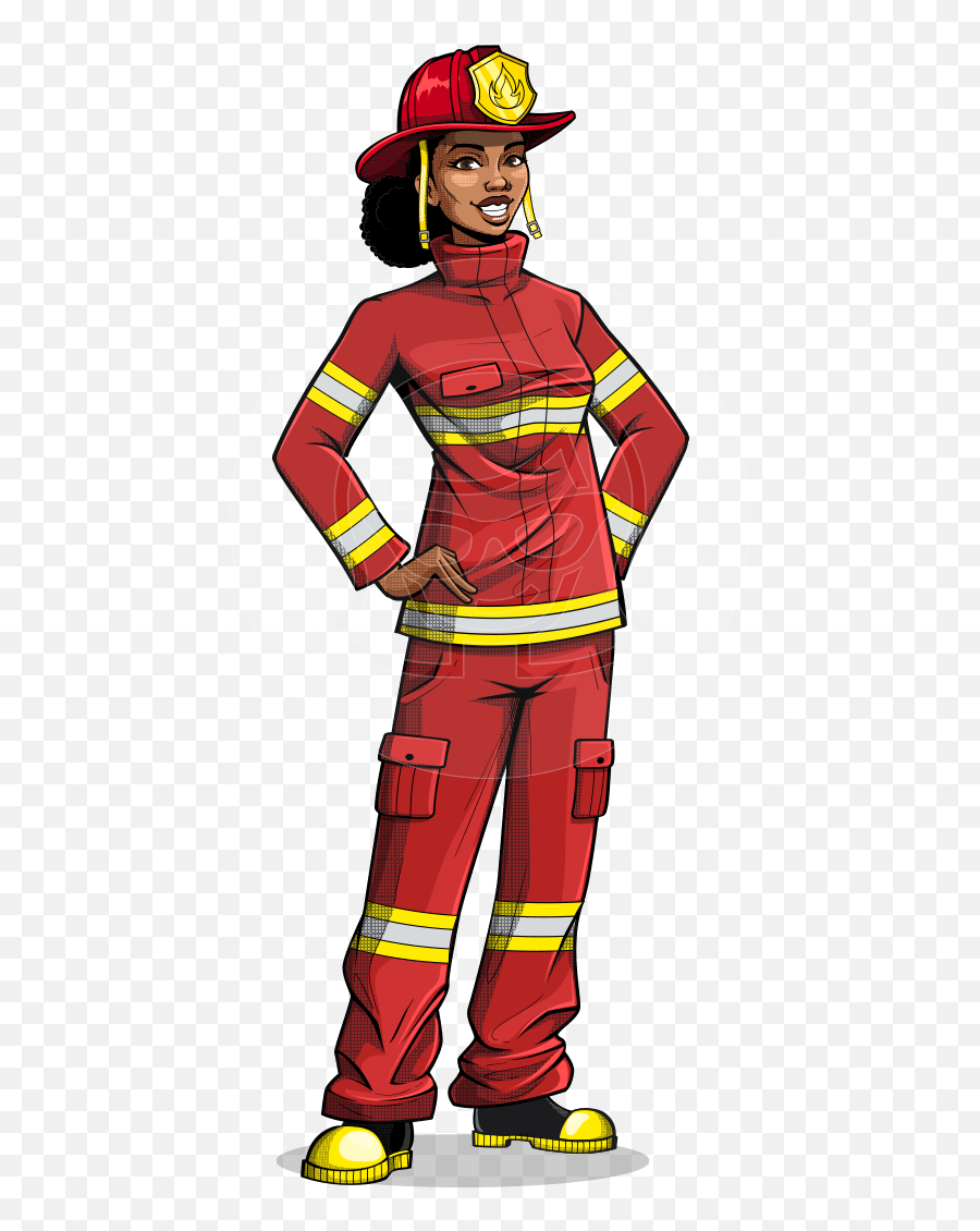 Female Firefighter In Comics Style - Cartoon Emoji,Ca Rtoon Girl Stamding Emotions