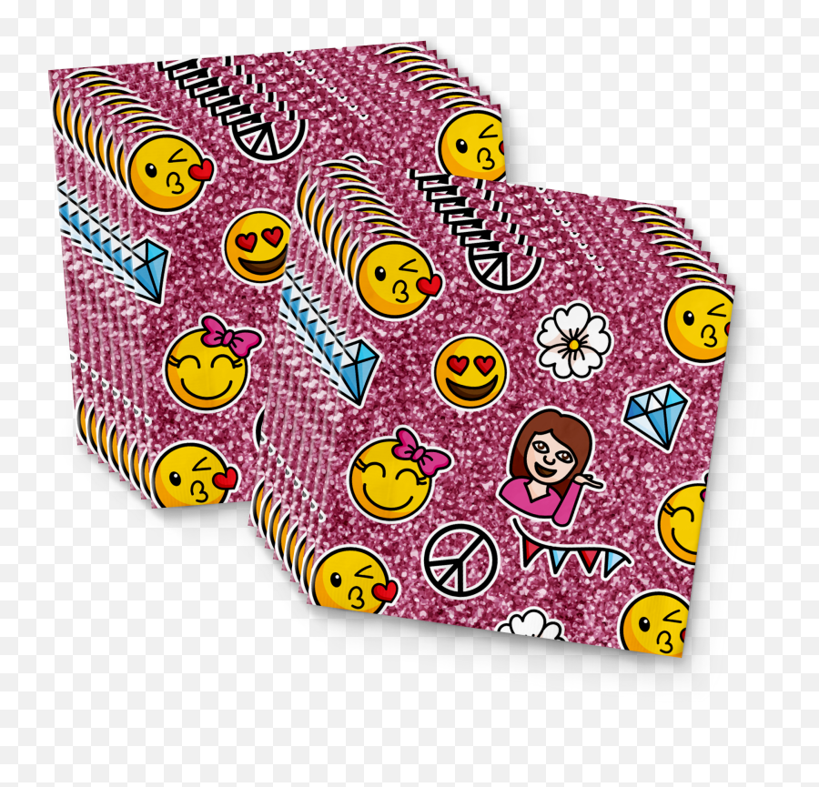 Girl Pink Glitter Emoji Birthday Party Tableware Kit For 16 - Happy,Emoji Wrapping Paper