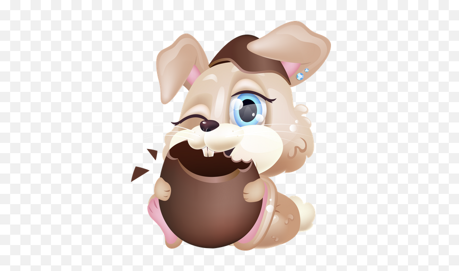 Best Premium Cute Easter Bunny Hare Winking Illustration Emoji,Baby Chick In Egg Emoji Png