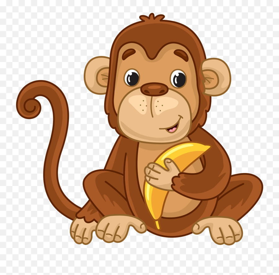 Affe Mit Banane Clipart - Monkey With Banana Clipart Emoji,Emoji Affen