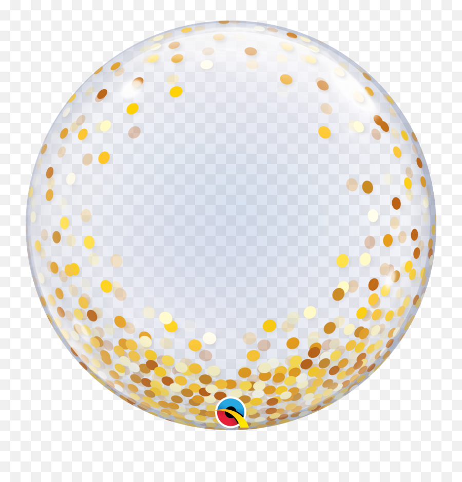 Gold Confetti Printed Bubble - Confetti Bubble Balloon Qualatex Emoji,Confetti Emoji Png