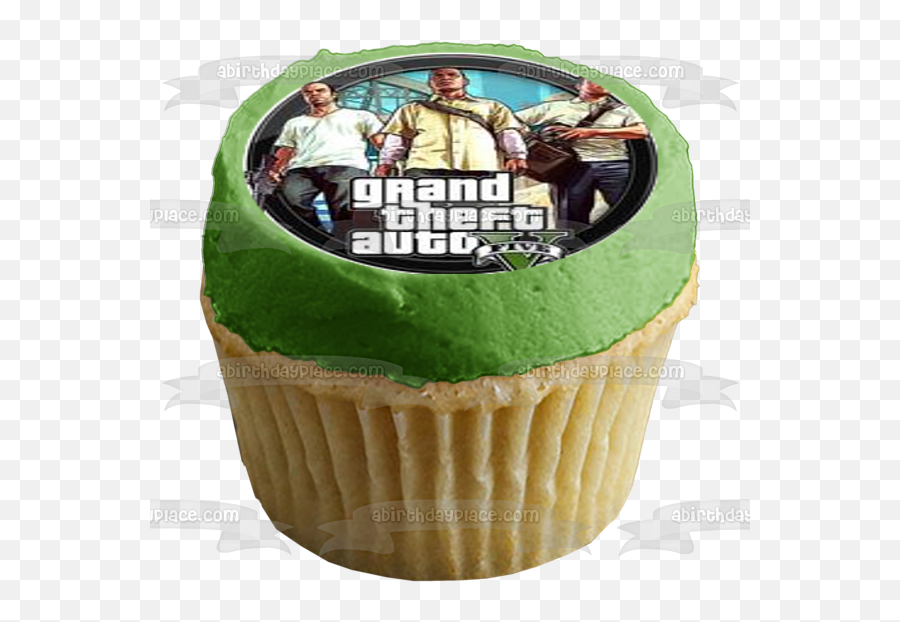 Grand Theft Auto Five Franklin Trevor Michael Gta Logo Happy Birthday Edible Cupcake Topper Images Abpid50918 - Mortal Kombat Sub Zero Cupcake Emoji,Grad Theft Auto 1 Without Emotion