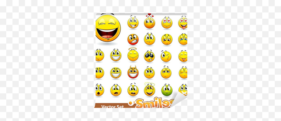 Vector Set Of Cute Smile - Balls Wall Mural U2022 Pixers We Emoji,Cute Emoticon Set