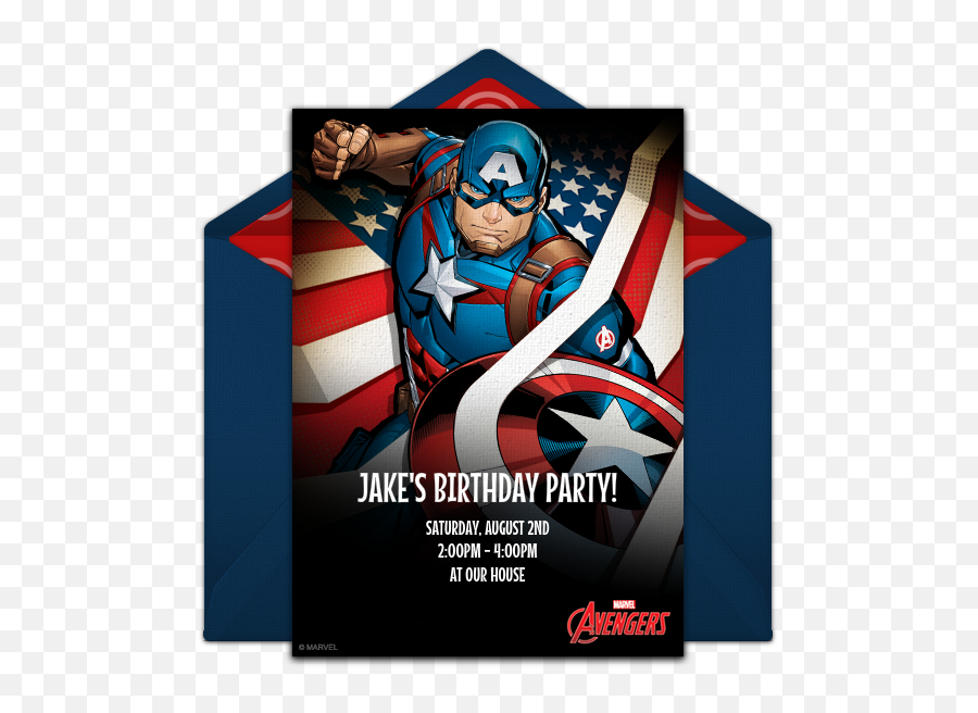 Captain America Birthday Invitations For 2021 Printable - Invitation Card Captain America Emoji,Emoji Party Invitations Printable