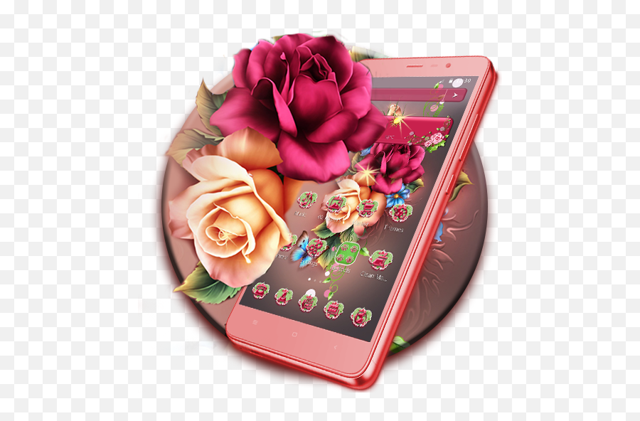 Flourishing Garnet Rose Theme - Smartphone Emoji,Rose Emoji Android