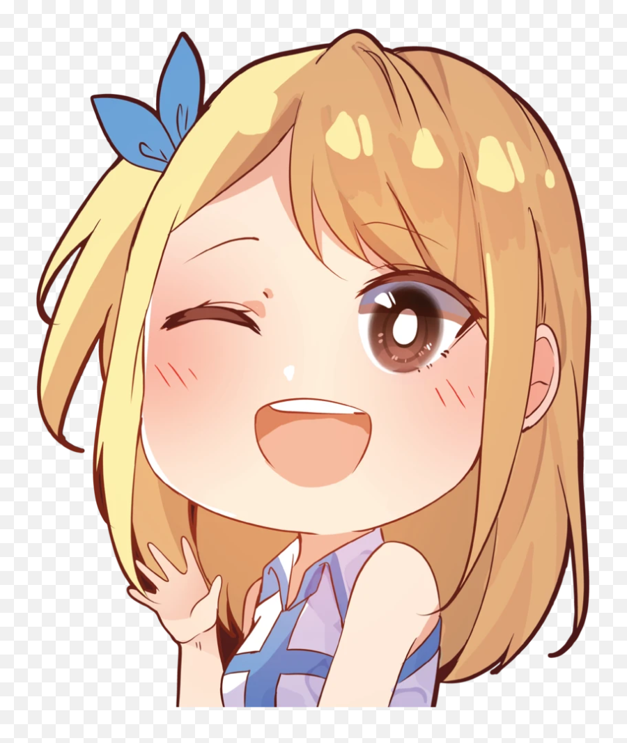 Lucy Wave And Wink Fairy Tail - Happy Emoji,Wave Iphone Emoji Hi Res Png