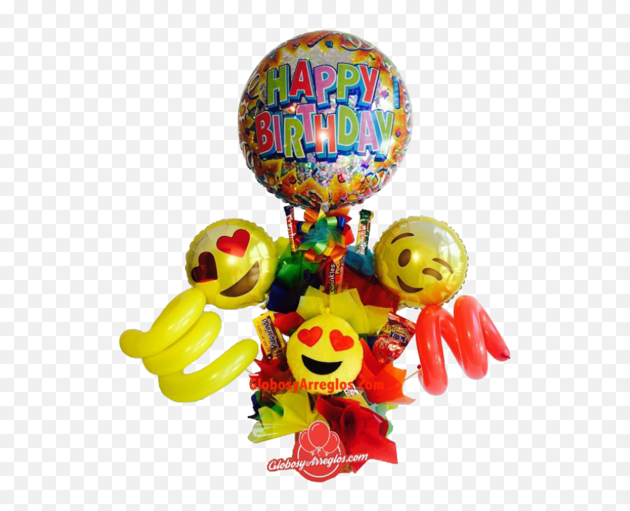 Arreglo De Globos Cumpleaños Monterrey - Happy Emoji,Peluches De Emoticons