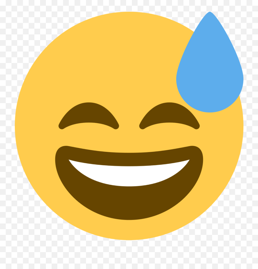 Smiling Face With Open Mouth And Cold Sweat Emoji - Smile With Sweat Emoji,Emoticon Cover Mouth