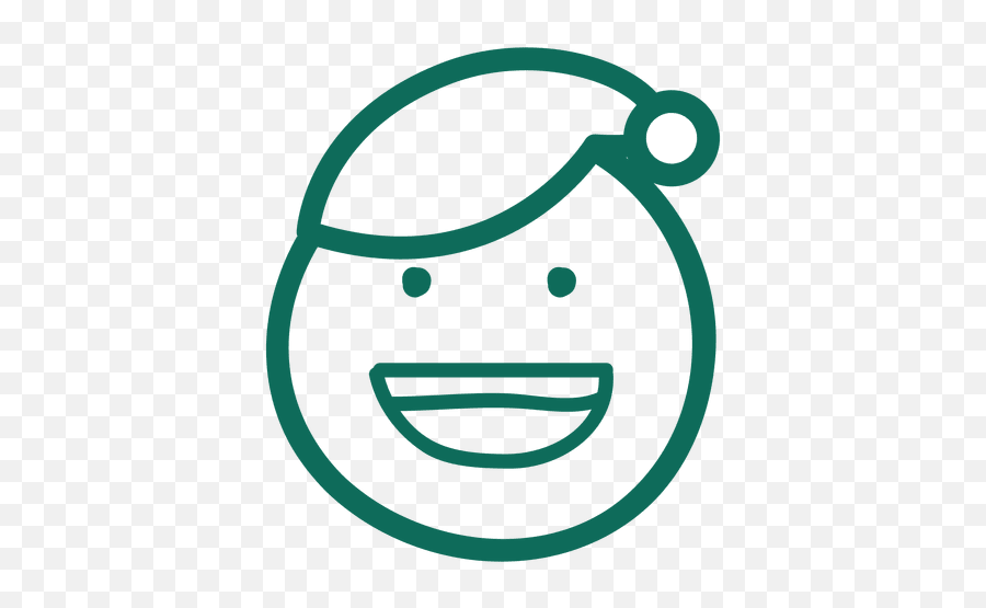 Laugh Santa Claus Hat Face Green Stroke - Happy Emoji,Santa Clause Emoticon