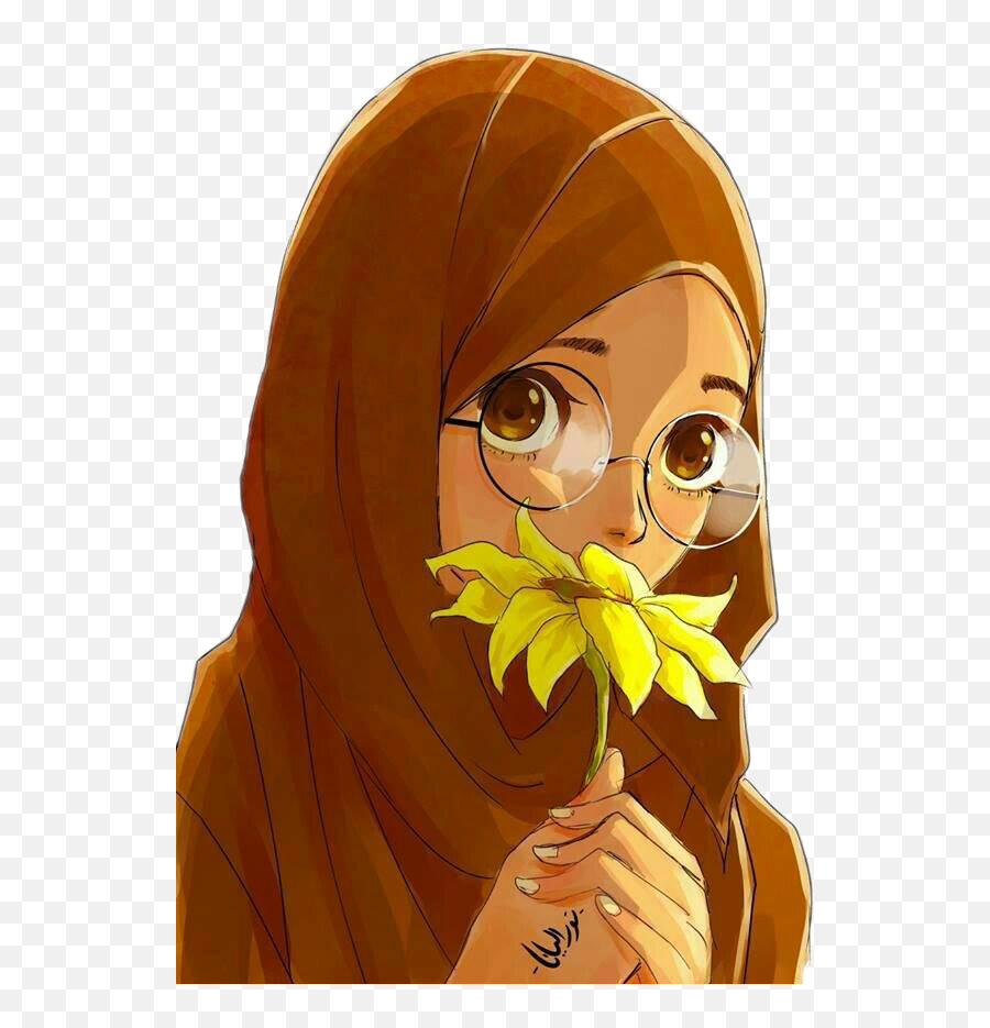 Hijabgirl Muslimah Glasses Sticker By Aina Azalea - Muslimah Anime Emoji,Girl With Glasses Emoji