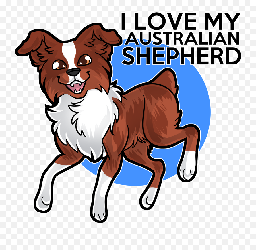 Cute Australian Shepherd Drawing - Love Australian Shepherd Cartoon Emoji,Australian Shepherd Emoji