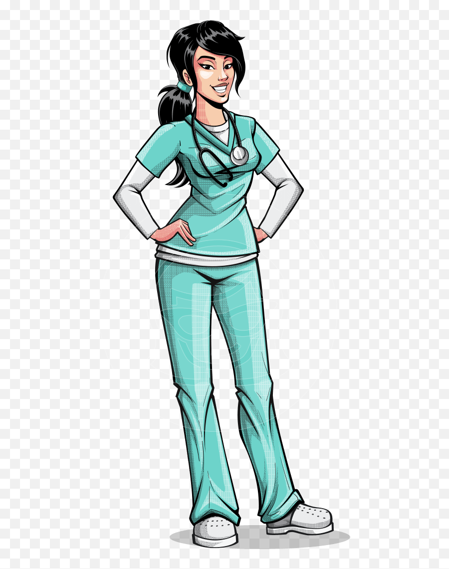 Pop Art Style Female Nurse Cartoon - Female Nurse Cartoon Hero Emoji,Ca Rtoon Girl Stamding Emotions