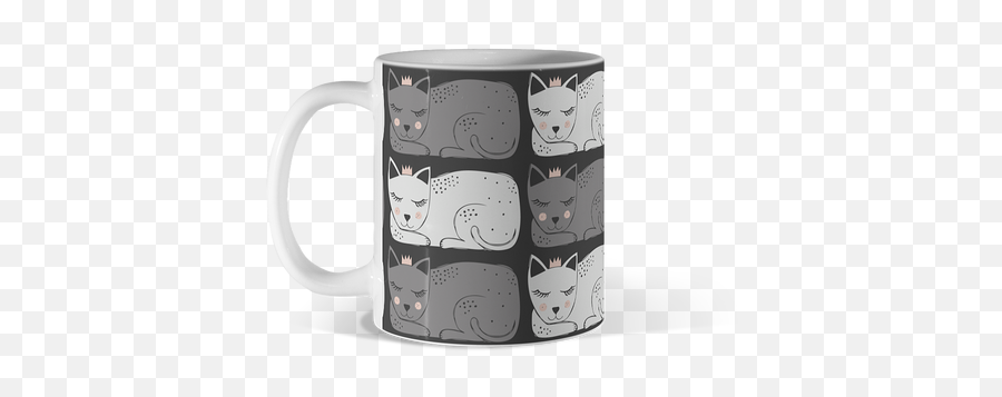 Domestic Cat Mugs Design By Humans - Magic Mug Emoji,Black Neko Emoticon