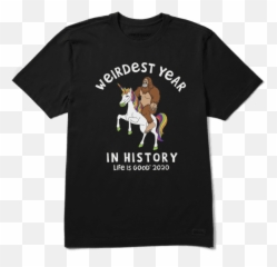 Mens Bigfoot Unicorn Weirdest Year - Huf Triangle Emoji,Unicorn Emoji T Shirt