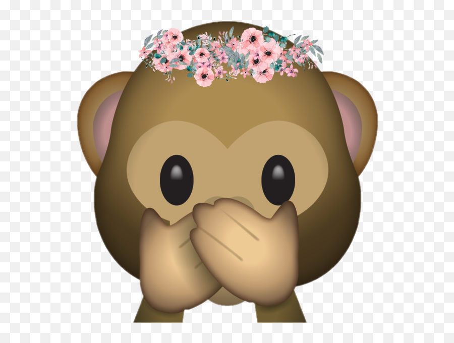 Monkeyemoji Monkey Emoji Sticker - Monkey Silent Emoji,Emoji Monkey With Flowers