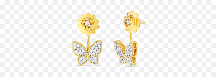 Roberto Coin 18kt Gold Butterfly Earrings With Diamonds - Roberto Coin Butterfly Necklace Emoji,Gold Emoji Earrings
