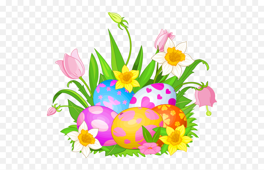 Easter Eggs And Flowers Png Clipart Picture Easter Images - Free Easter Clip Art Emoji,Easter Emoji
