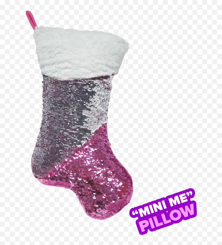 Mini Stocking Reversible Sequin Pillow - Transparent Pink Christmas Stocking Emoji,Christmas Stocking Emoji Png