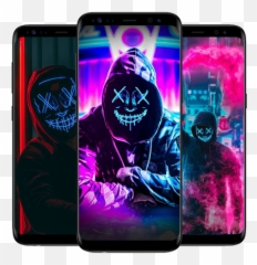 Cool Neon Mask Hd Wallpaper - Neon Mask Emoji,Awesome Backgrounds Neon Emojis